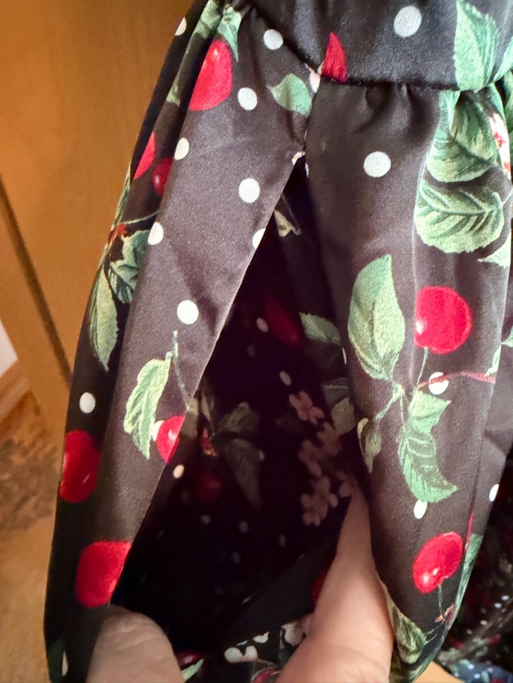 Retro Chic by Torrid Black Floral Print Midi Dress with Red Cherry Accents 🍒 - Picture 6 of 9